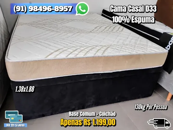 CAMA DE CASAL D33 100% ESPUMA 