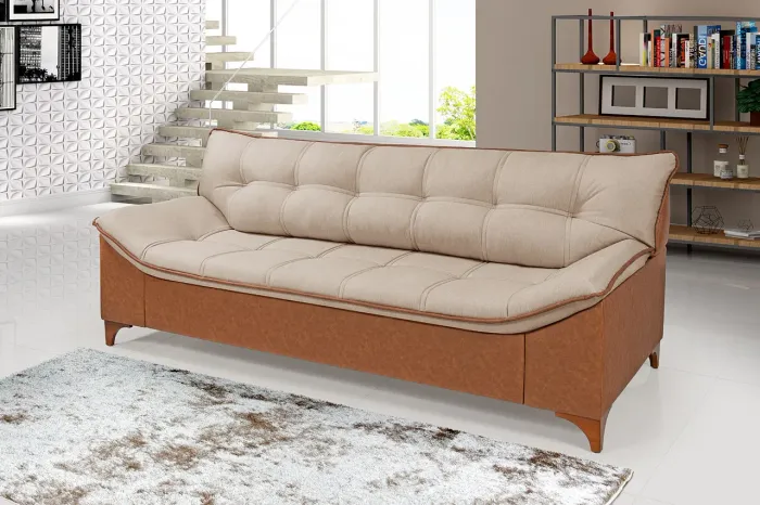 SOFA FIXO 3 LUGARES COM PILLOWTOP NO ASSENTO