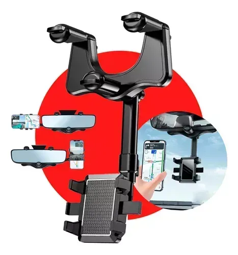 Suporte para Celular Smartphone com Apoio no Retrovisor Extensível Giro 360º