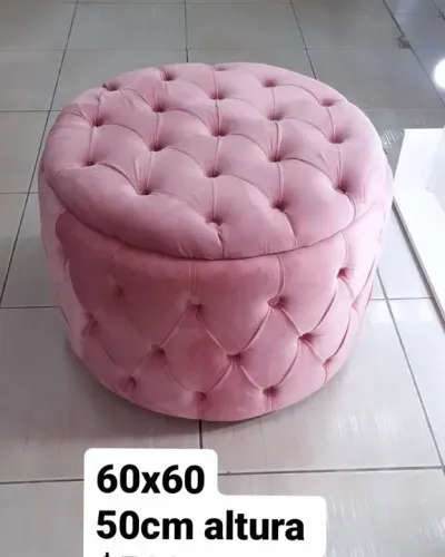 Banco Puff Estofado Rosa 60x60cm