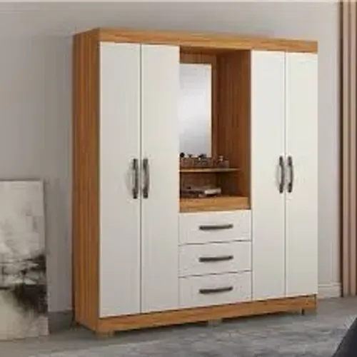 Guarda Roupa Capelinha NT 5015 4Pts 3Gvs com Espelho Freijo.Off Notavel - Entrega Rápida!