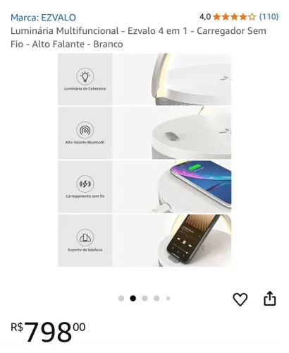 Carregador inducao Multifuncional Ezvalo 4 em 1 - Alto Falante