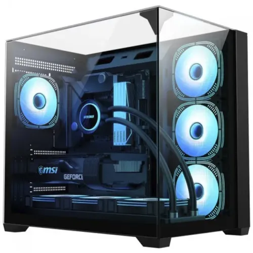 Gabinete Gamer Mega Shark Aquario Mid Tower Vidro Temperado Sem Fan Preto