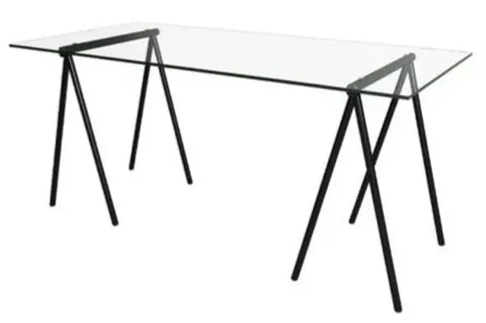Mesa de Vidro com Estrutura em Aço Preto