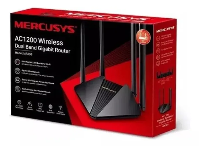 Roteador Mercusys Mr30g Ac1200 Gigabit Dual Band 2.4Ghz 5Ghz Novo Lacrado Loja Coimbra