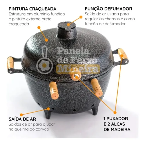 Churrasqueira a Bafo Portátil de Alumínio Crequeado Grelha a Carvão