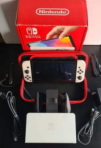 NINTENDO SWITCH OLED + 1 JOGO (SEMI-NOVO NA CAIXA)_SOMOS LOJA FÍSICA NO CENTRO DE CAXIAS