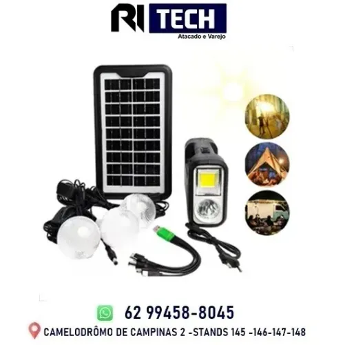 Kit Placa Solar Portatil 3 Lamp. Led Luz Emergencia  Sistema De Luz Solar Acampamento