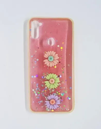 Case Capa Capinha Samsung Galaxy A11 de Silicone Rosa com Brilho - Doce Primavera