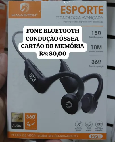 Fone Bluetooth Condução Óssea com Cartão de Memória