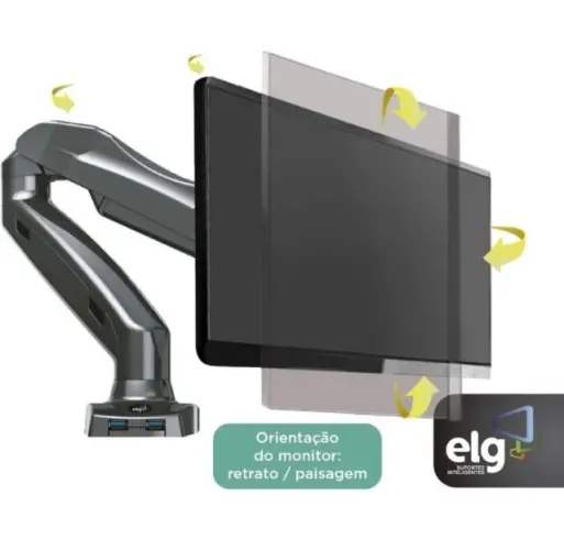Suporte de Mesa para Monitor de 7 a 27 com pistão a Gás e 2 usb Elg F90USB Novo