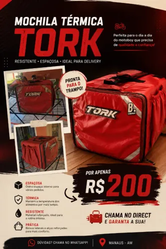 Mochila térmica Tork para delivery - R$ 200