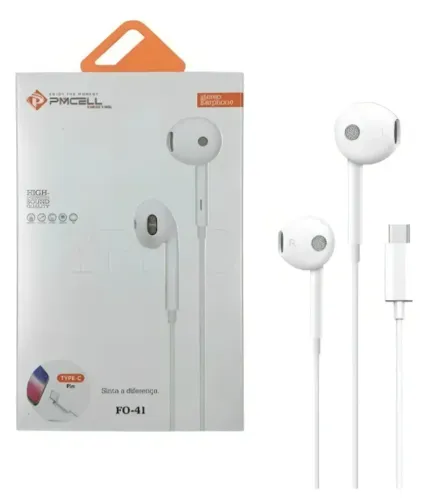Fone De Ouvido Tipo-C PMCELL FO-41 Original Para Celular Novo - Lacrado