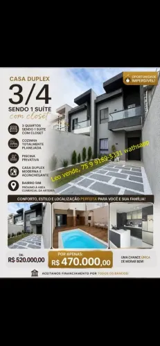 Leo vende, casa , bairro Sim, 3\4 suíte, closet, piscina, goumert