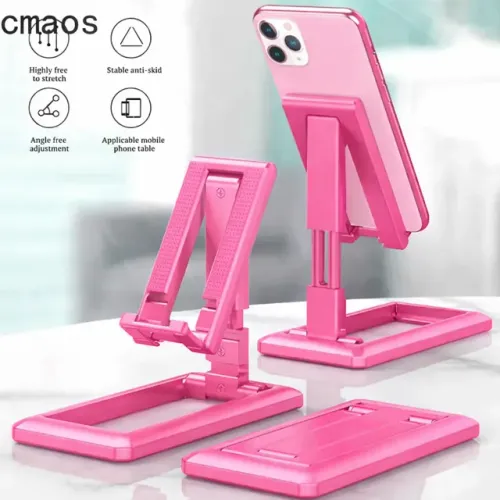 Suporte de Mesa para Celular Ajustável e Compacto Rosa _ EL131