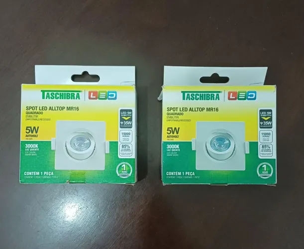SPOT LED ALLTOP MR16 QUADRADO EMBUTIR TASCHIBRA (2 UNIDADES). 