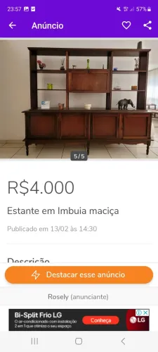 Estante em Imbuia maciça 