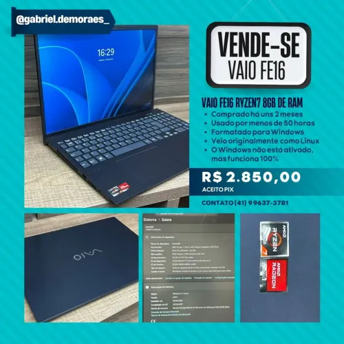 Notebook Vaio FE16 8gb Ram Novo