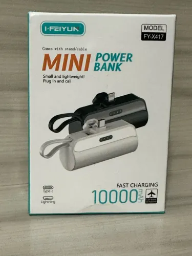 Mini Power Bank - 10000 mAh - Tipo C e Lightning