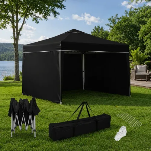Gazebo / Tenda SANFONADO MOR 3x3M preta COM 3 PAREDES (ITEM LACRADO)