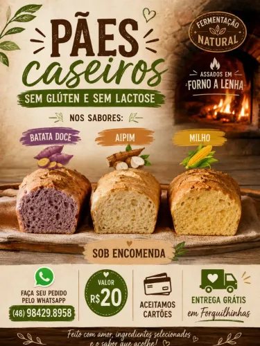 Pães Sem Glúten e sem Lactose 