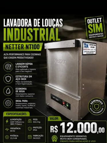 Lavadora de louças netter industrial NT100