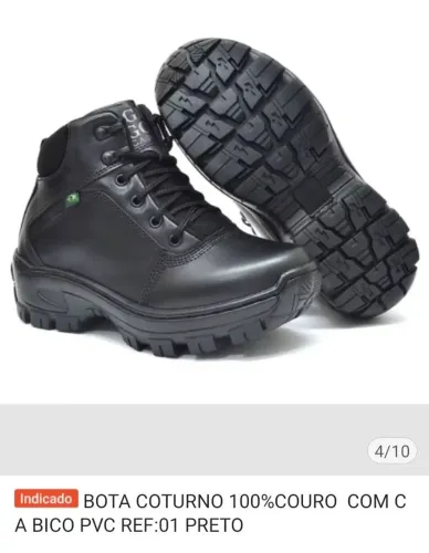 Bota coturno 100% couro bico pvc ( nova ) N 37