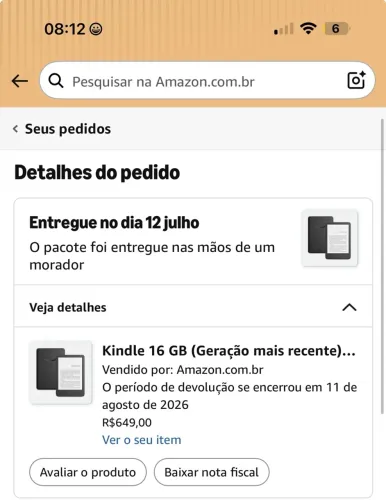 Vendo Kindle comprado recentemente (preto)
