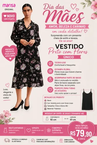 Vestido preto estampado