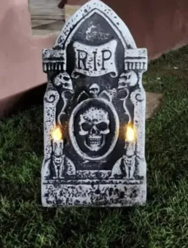 lápide eletrônica halloween com luz
