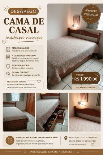 Cama de Madeira Maciça - Preço de Desapego
