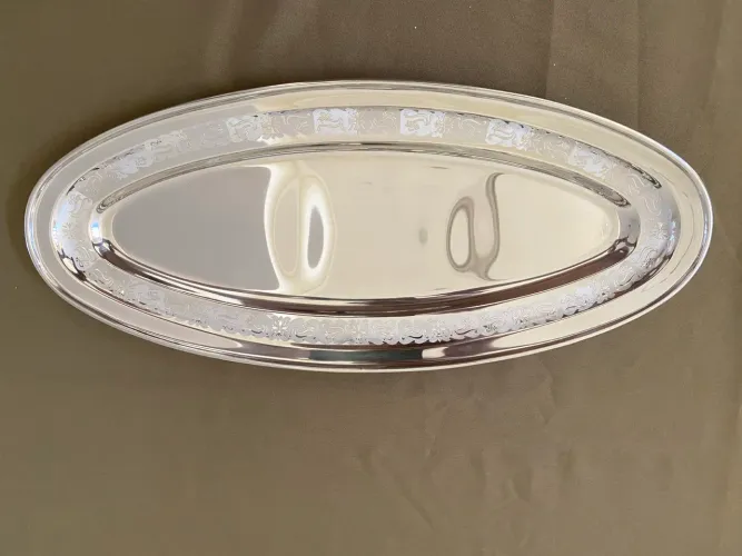 Bandeja Oval Decorada Inox (Art Prata)