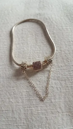 Pulseira 18 cm pandora com trava em prata