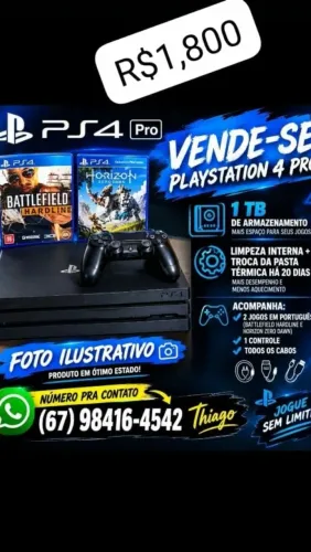 Playstation 4 PRO 1TB 2 jogos e um controle