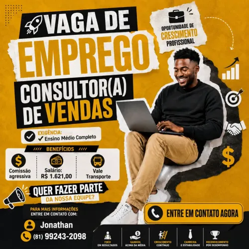 VAGA DE EMPREGO - CONSULTOR DE VENDAS/TELEMARKETING 