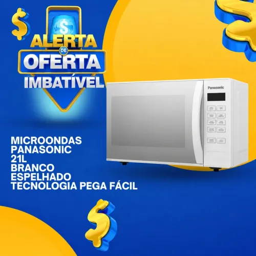 Microondas Panasonic 21l branco espelhado tecnologia pega facil