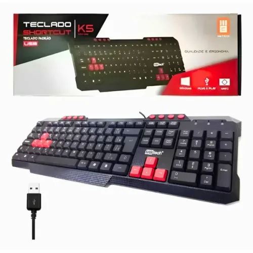 Teclado ABTN 2 Pc Multimidia Preto Gamer Usb Português Brasil