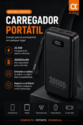 Power bank 30000mah portátil turbo