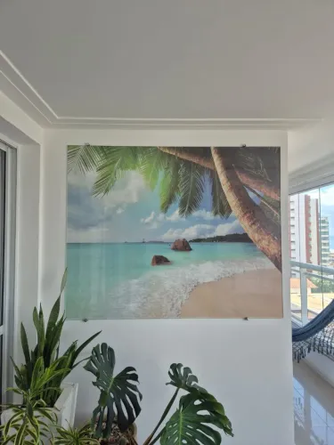 Painel de Vidro Decorativo Praia Tropical