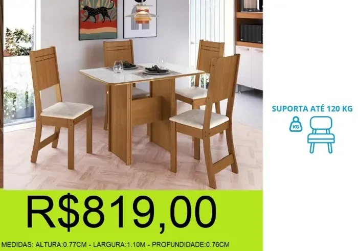 MESA - SIMPLES - 4 CADEIRAS - COMPRE E RETIRE HOJE MESMO