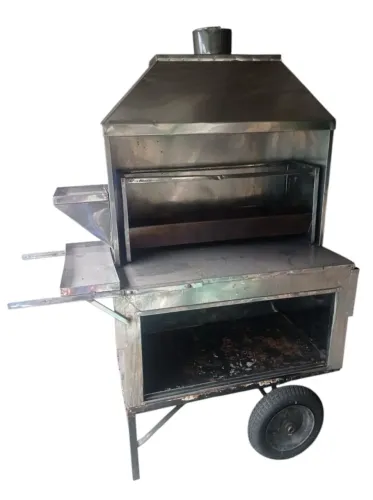 Carrinho de Churrasco em Inox com Coifa e Rodas