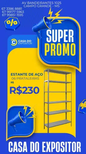 Estantes de Aço 06 Bandejas ((NOVAS, na Caixa)) R$230,00 ""3386 8881"" Casa do Expositor