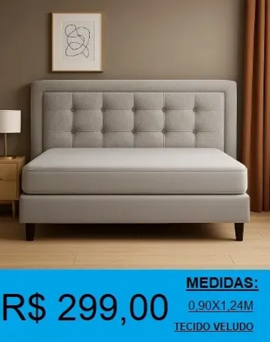 cabeceira cama solteiro estofada veludo - entrega grátis!