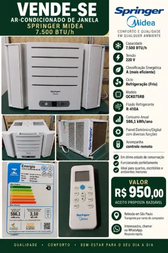 AR-CONDICIONADO SPRINGER MIDEA 7.500 BTU