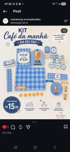 Kit decoração café da manhã dia dos pais
