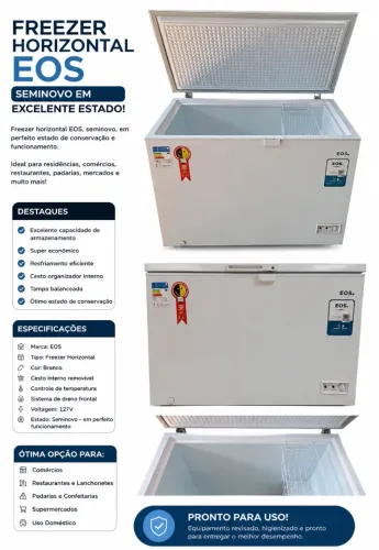 Freezer Horizontal EOS Seminovo Branco | Perfeito Funcionamento