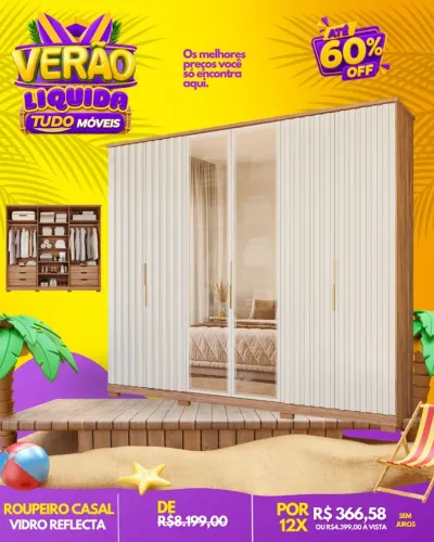 Roupeiro Casal - Vidro Reflecta