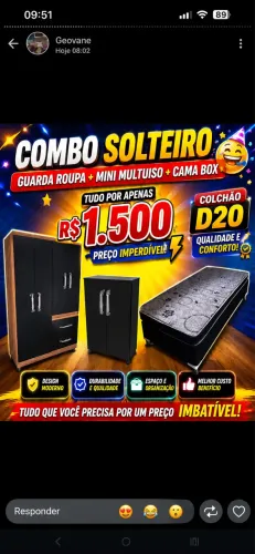 Guarda roupa+cama box+mini multiuso