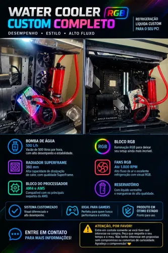 Water cooler custom completo rgb radiador 360mm