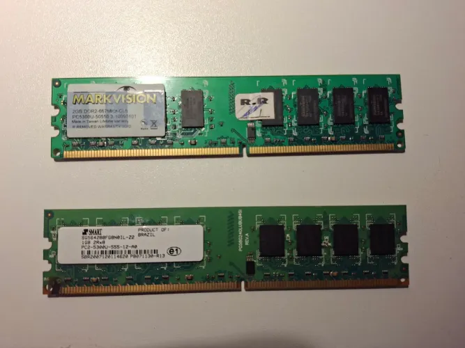 Kit Memória RAM DDR2 - 3GB (2GB Markvision + 1GB Smart) Desktop